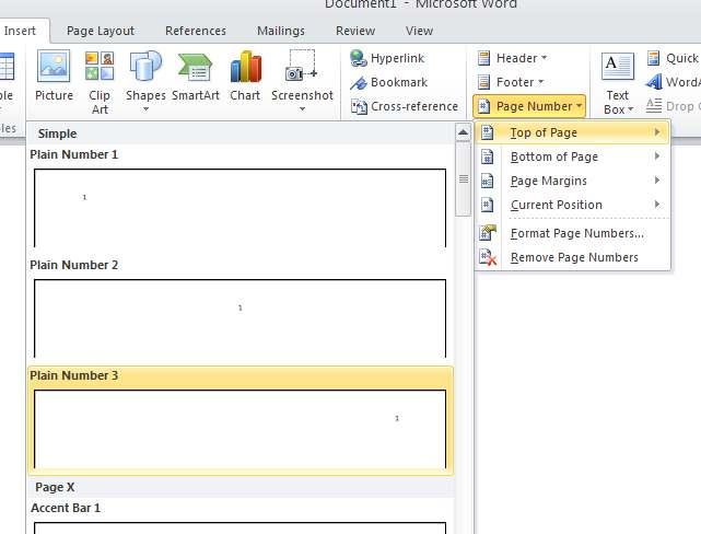 6) To insert a page number, click on the tab labeled Insert to open the Insert ribbon.