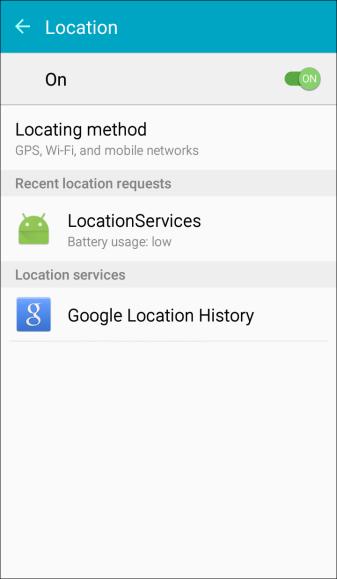3. Tap ON/OFF to enable Location services. Your phone s Location services are enabled. If you see a confirmation, follow the prompts to connect.