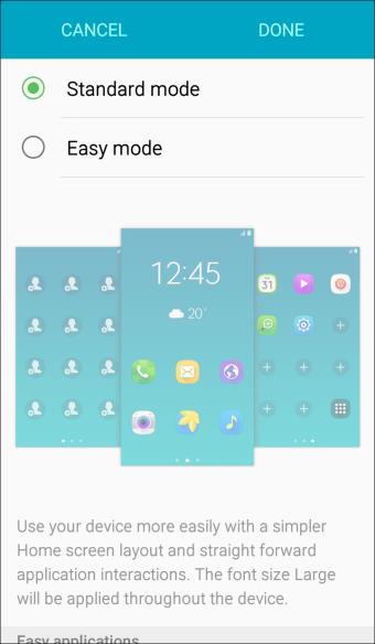 2. Tap Standard mode and then tap Done. Accessibility Settings The Accessibility menu lets you enable and manage accessibility-related applications.