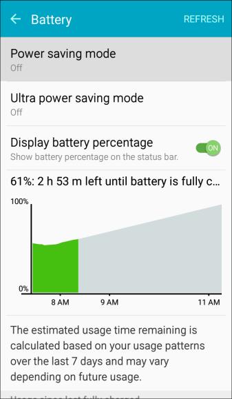 Turn On Power Saving Mode 1. From home, tap Apps > Settings > Battery. 2. Tap Power saving mode. 3. Tap ON/OFF to enable Power saving mode.