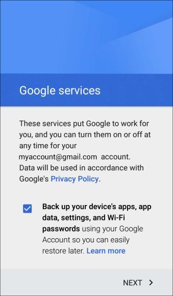 7. Configure your Google data backup and