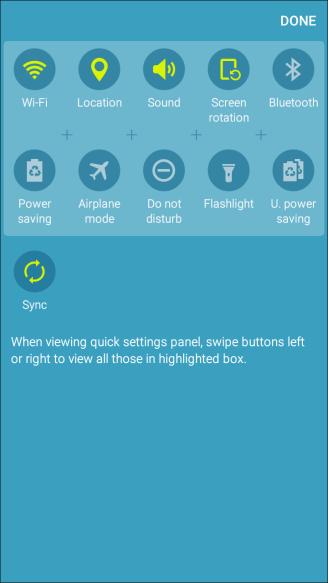 2. Tap Edit to display the Quick settings panel options. 3. Drag buttons to arrange which options appear in the Quick settings panel.