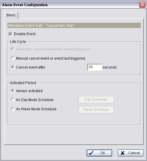 System Setup a. Enable Event: Check the bo