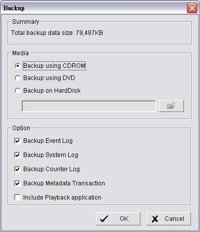 Operation Tool 5. Backup video with metadata data There are three ways to backup video with metadata transaction data under NUUO s system. To backup via Main Console 1.