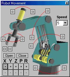 Robot Movement Dialog Box The Robot Movement dialog box enables control over the robot in XYZ and Joint modes.