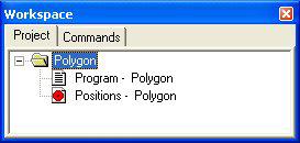Figure 6-2: Workspace Window Project Tab The Commands tab displays the Command Tree, which in turn displays all of the commands available for the currently set Experience Level.