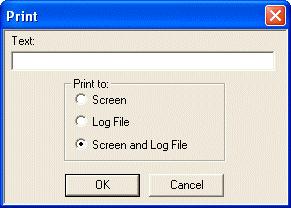 PS Print to Screen & Log 2,Pro Instructs SCORBASE to print data containing strings, messages and variable values to a log file, or to the message window, or to both.