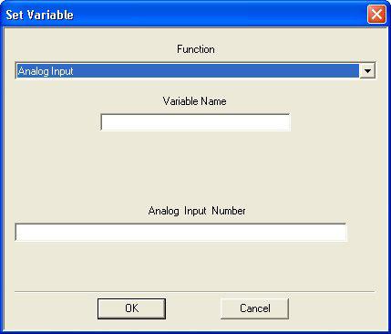 AI Set Variable to Analog Input # Pro Sets the value of the specified analog input to a variable.