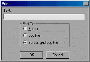 SCORBASE Log File The SCORBASE log file records the messages printed using the PS (Print to Screen Log) command. To print to a message to the log file, click either Log File or Screen and Log File.