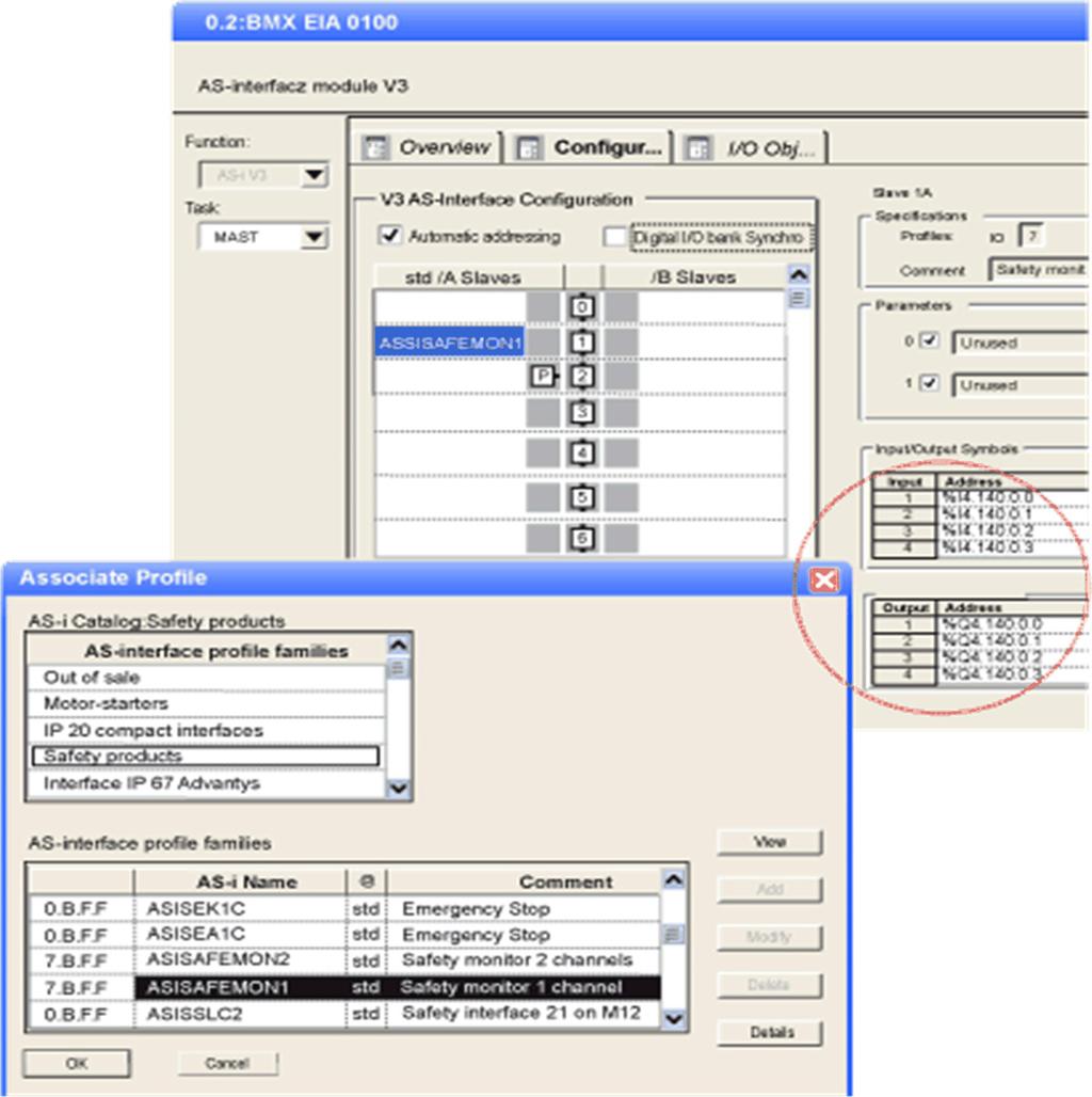 SAFETY_MONITOR_V2: DFB for AS-Interface Safety Monitor Step Action 3 Add the AS-Interface Safety monitor in the Associate Profile window.