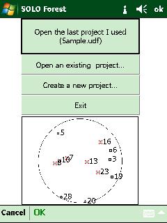 Creating a Project When SOLO Forest is started, a prompt will ask if you want to create a new project or open an existing one. The Satellites View screen is also displayed, which is described later.
