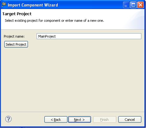 Importing components Figure 3-4. Target project screen 3. Click Next.