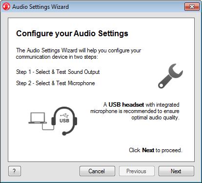 2.2.4 You will now be prompted to Configure your Audio Settings using a