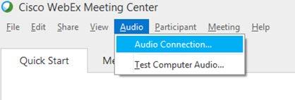 2.6 To leave the audio conference select Audio from the menu and Select