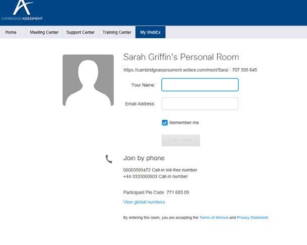 WebEx Personal Meeting Room Introduction The personal meeting room is a feature of WebEx that allows hosts and participants to join an online meeting, using the same persistent meeting link.