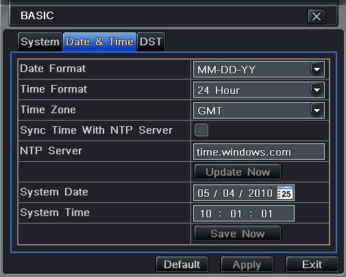 relevant right in system configuration. Show time: display time in live. Show wizard: tick off this item, there will display an opening wizard with time zone and time setup information.