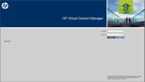 Logging on to the HP Virtual Connect Manager GUI Log on using the user name (Administrator) and password.