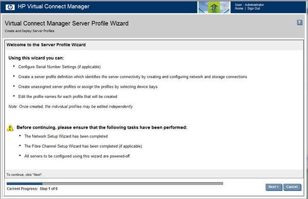 Create server profiles Serial Number Settings Use this screen to assign serial numbers to server blades within the domain.