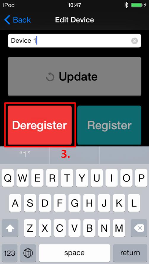 1. Tap the Menu button at the right of the item you want to deregister in the Select