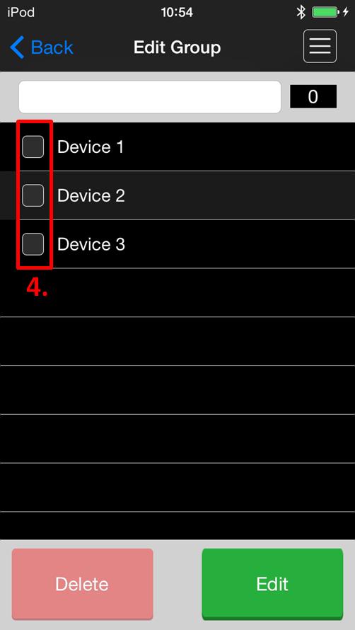 4. In the list of devices that is displayed, tap the devices to register to the group.