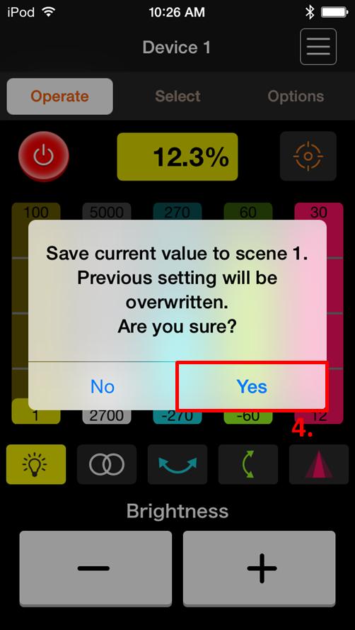 2. In the list dialog box that is displayed, tap Save Scene. 3.