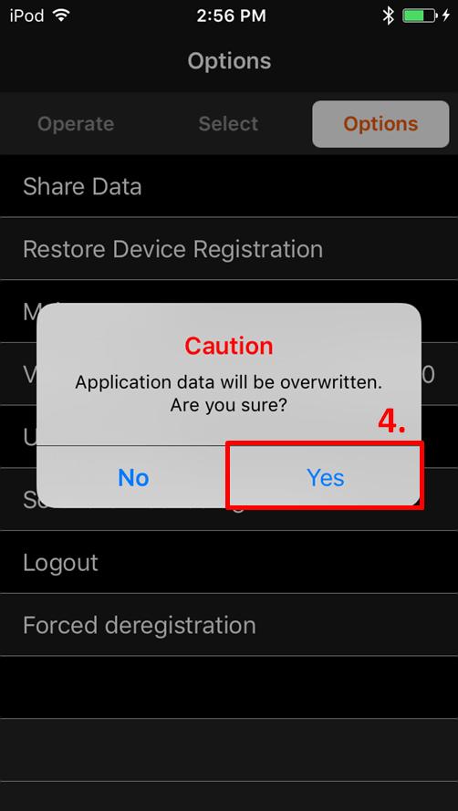 4. A dialogue to confirm overwriting data is displayed. Tap "Yes", and synchronizing data with the cloud.