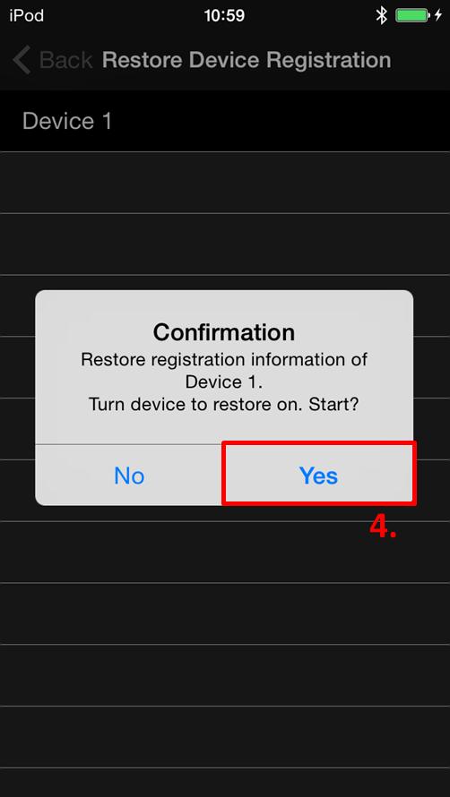 2. In the list that is displayed, tap Restore Device Registration. 3.