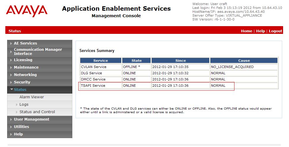 9. Verification Steps This section provides the tests that can be performed to verify proper configuration of Communication Manager and Application Enablement Services with ESNA Office-LinX. 9.1.