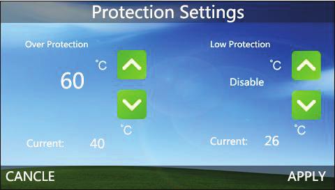 RETURN High protection: This is an over heat protection setting designed to monitor the floor temperature and set a limit defined by you.