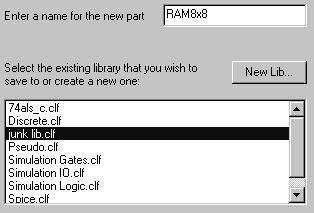 Enter the name that you wish the new part to be saved under and select the destination library. If you need to create a new library, click the New Lib button.