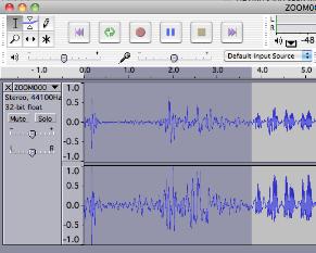 NOTE: if you double-click the audio file icons, they will not open in Audacity. You must launch Audacity and then open the files from within Audacity. The file appears as a waveform.