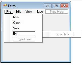 Add a sub menu Exit under the File menu.