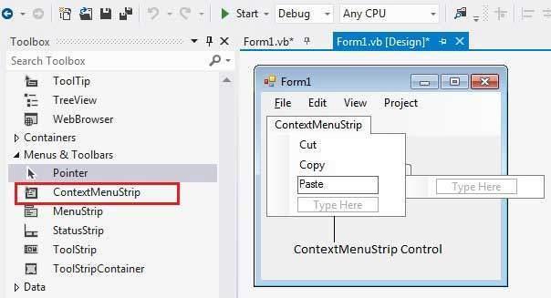 ContextMenuStrip Control The ContextMenuStrip control represents a shortcut menu that pops up over controls, usually when you right click them.
