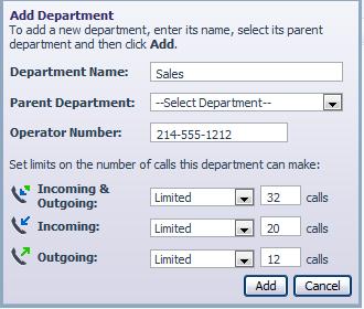 Figure 4: Add Department dialog box 1. From the BG Admin Page select the Departments link on the left of the page.