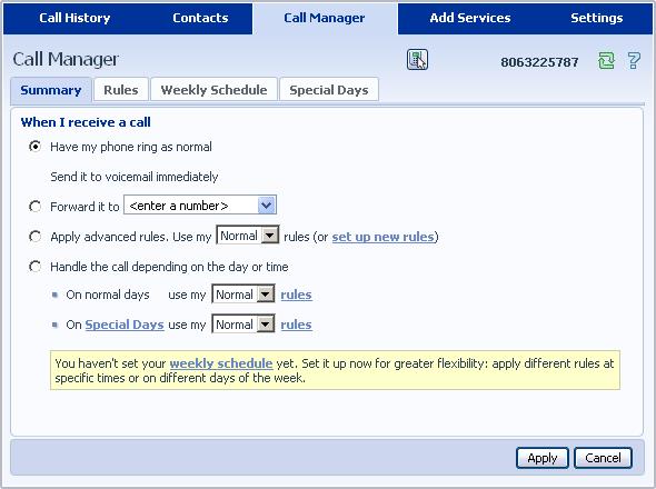 Figure 6: Call Manager For more details on modifying settings on behalf of an individual