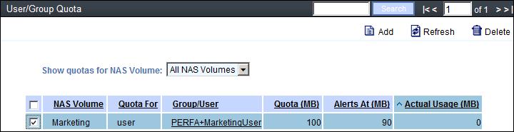 5.6.4 Monitoring Quota usage In the NAS Manager, navigate to Monitor Capacity Quota Usage. 5.