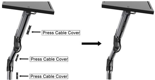 Connect your cables to your display and position the mounting arm in its fully extended position to ensure that the cables you are