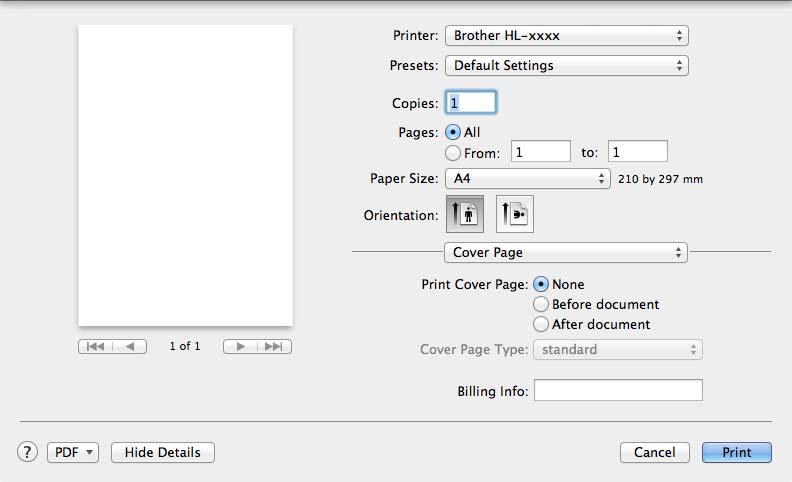 Cover Page You can choose the following cover page settings: Print Cover Page If you want to add a cover page to your document, use