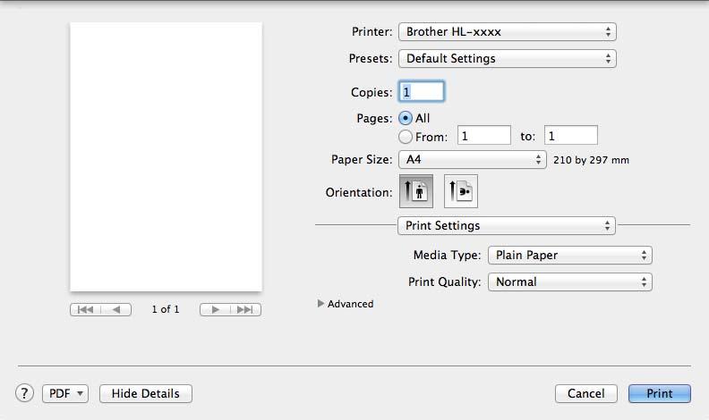 Driver and Software Print Settings You can change settings by choosing a setting in the Print Settings list: Media Type You can change the media type to one of the following: Plain Paper