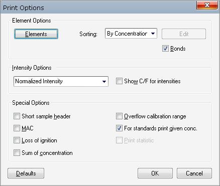 Various printing options can be selected as shown in the screen below. In the same window it is possible to change the layout for the selected print job.