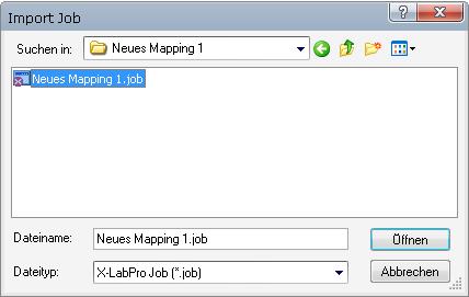 18.4 Import Jobs X-LabPro 5 To reload archived jobs, the function Import... from the pull-down menu Job must be selected.