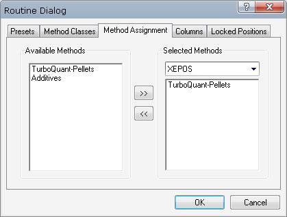 The picture shows a system containing 3 method classes. Up to 20 method classes can be defined. Use the Insert and Delete button to manage your method classes.