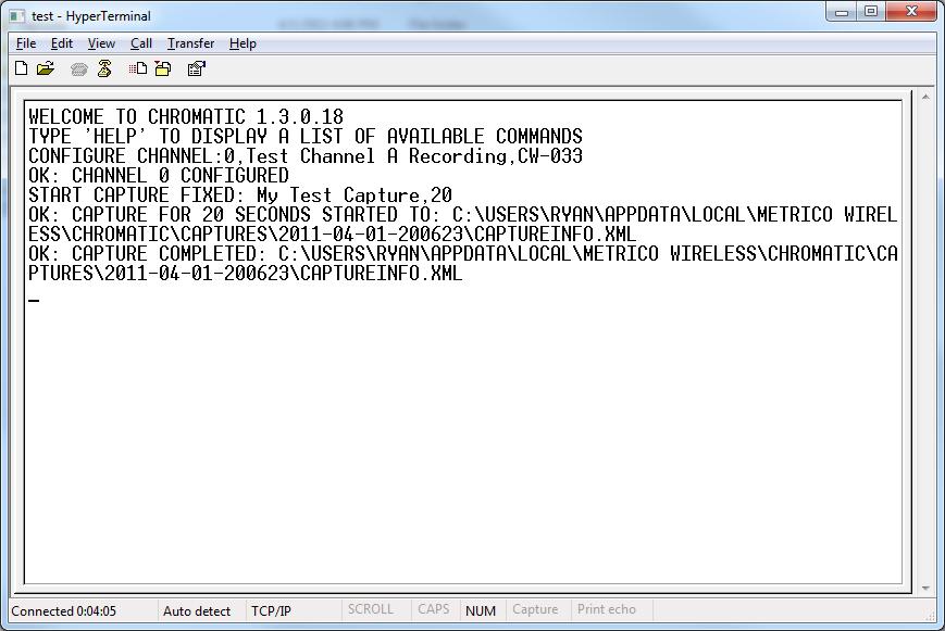 Figure 2-10 START CAPTURE FIXED Command and Reply Additional commands are available for remotely