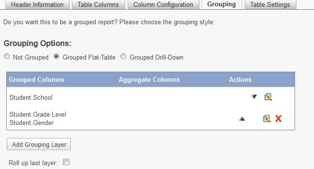 aggregate. Select to add an Aggregate column.