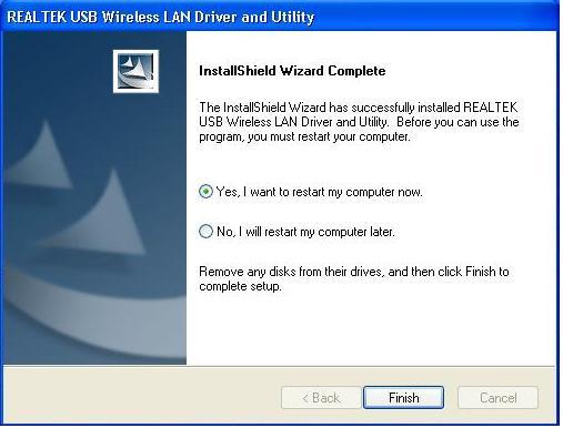 6. Once the installation is finished the computer will be asked to reboot. you can click Finish and reboot the computer to finish the installation of driver files.
