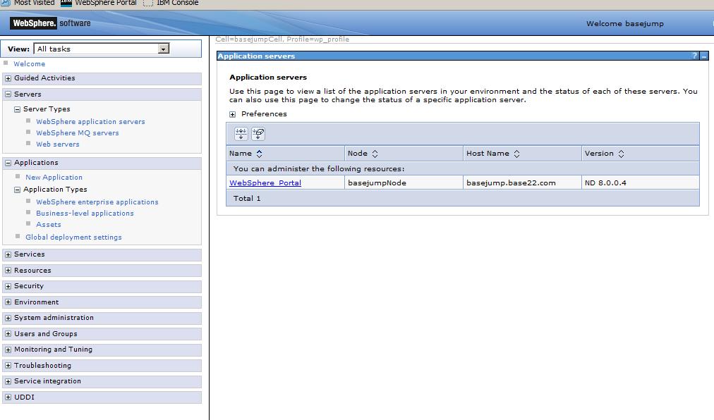 1. Open WebSphere administration console and navigate to Server->Server Types-> WebSphere