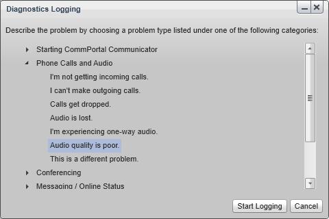 End User Guide 19 Feb 2014 Figure 16: Diagnostics Logging screen Select the specific error and click Start Logging. You will see a message confirming that logging has started.