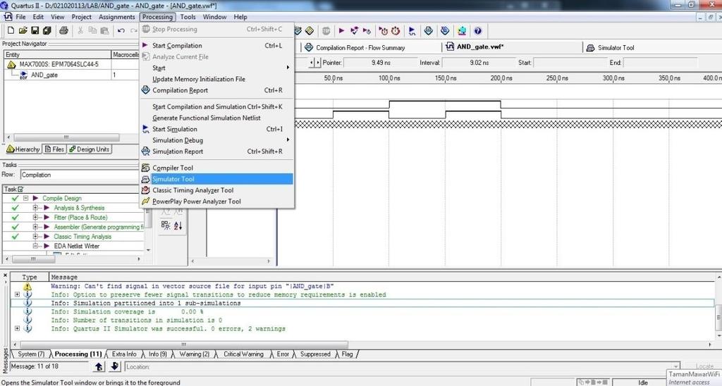 To perform the simulation, select Processing Simulator Tool.