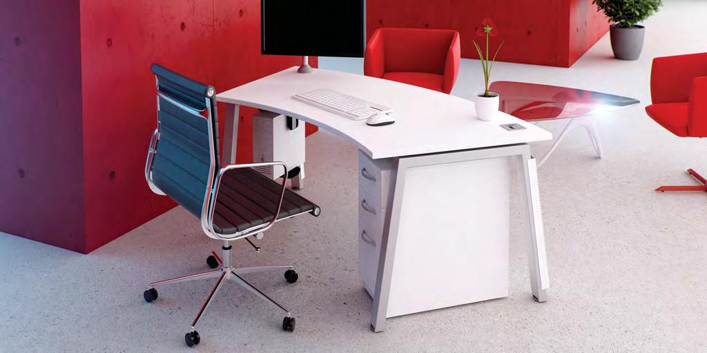 Radius Reception Desk The Radius Reception Desk provides a clean curved working area.