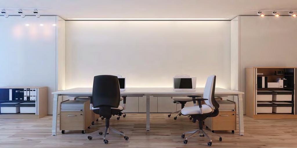 Double Bench Double bench workstations can be specified with or without a dividing screen panel. Screens can be easily retrofitted should the user s requirements change.